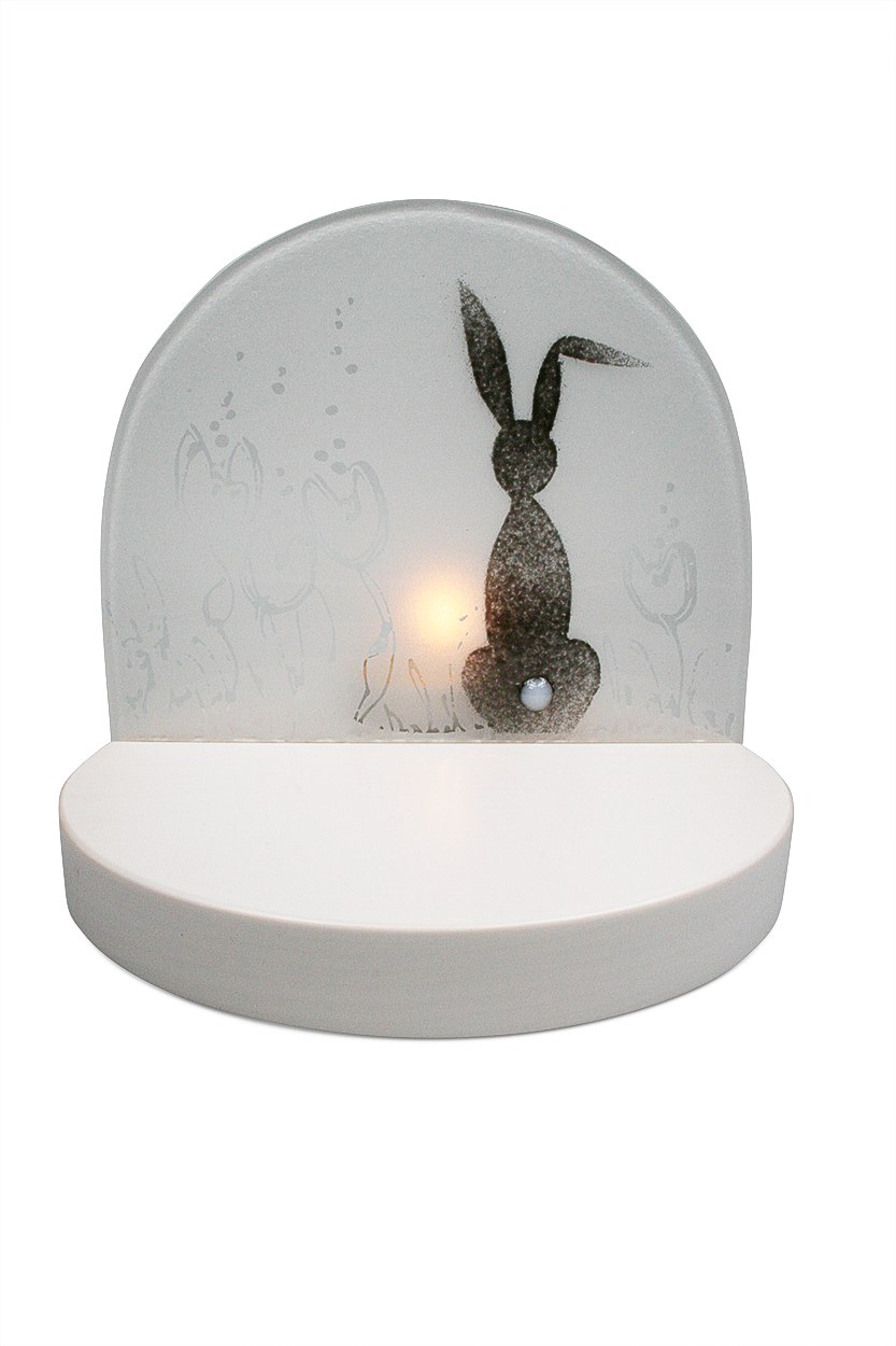 Kerzenhalter mit gläsernem Element - Hase