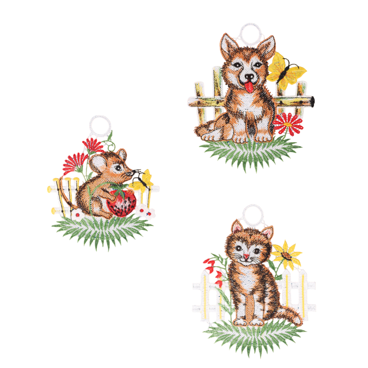 Fensterbild Tiere - 3er Set - Plauener Spitze