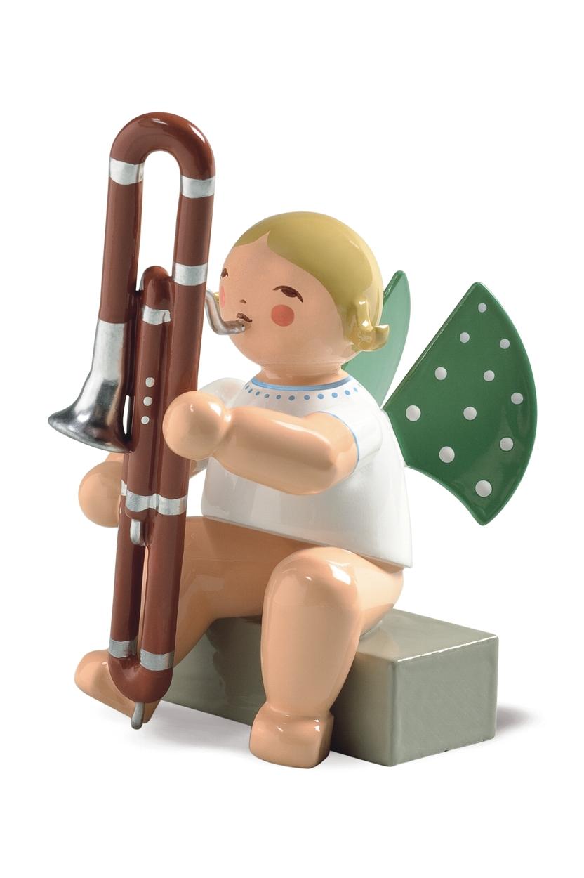 Grünhainichener Engel® 74a Engel mit Kontrafagott, sitzend Wendt&Kühn