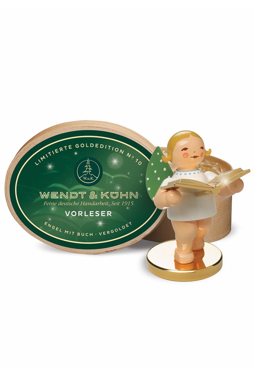 Vorleser - limitierte Goldedition No. 10 - Grünhainichener Engel mit Buch - Wendt & Kühn 2017