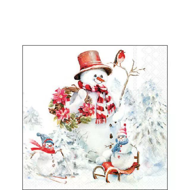Cocktailservietten - Sportlicher Schneemann