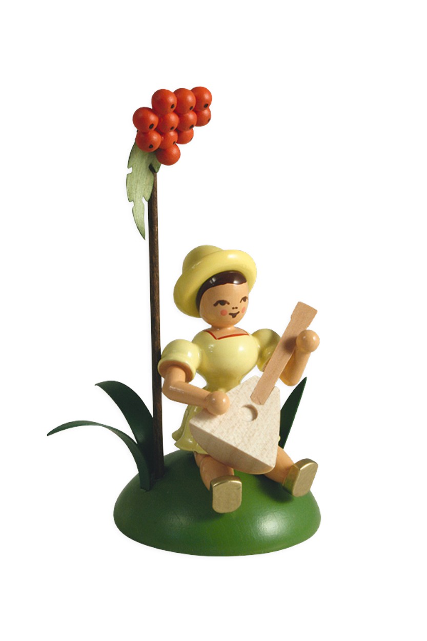 Blumenkind sitzend -  farbig Vogelbeere/Balalaika  Faltenrock - BKS 030