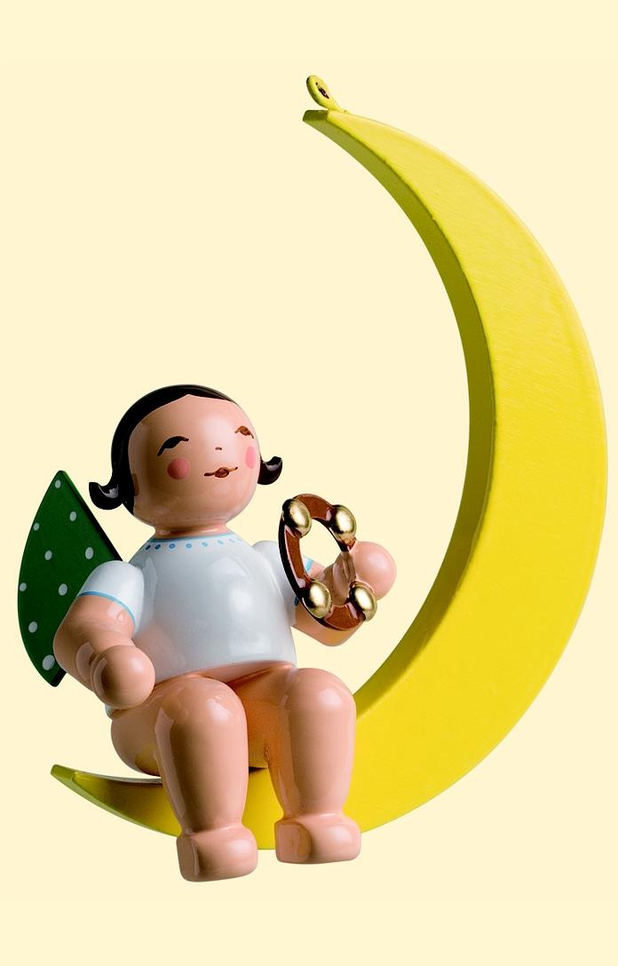 Wendt&Kühn Christbaumengel - Grünhainichener Engel® mit Schellenring im Mond