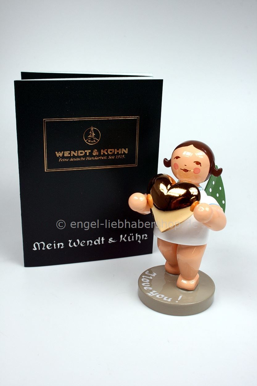 Wendt & Kühn - Liebesbote mit vergoldetem Herz - Goldedition:   I love you! - blondes Haar