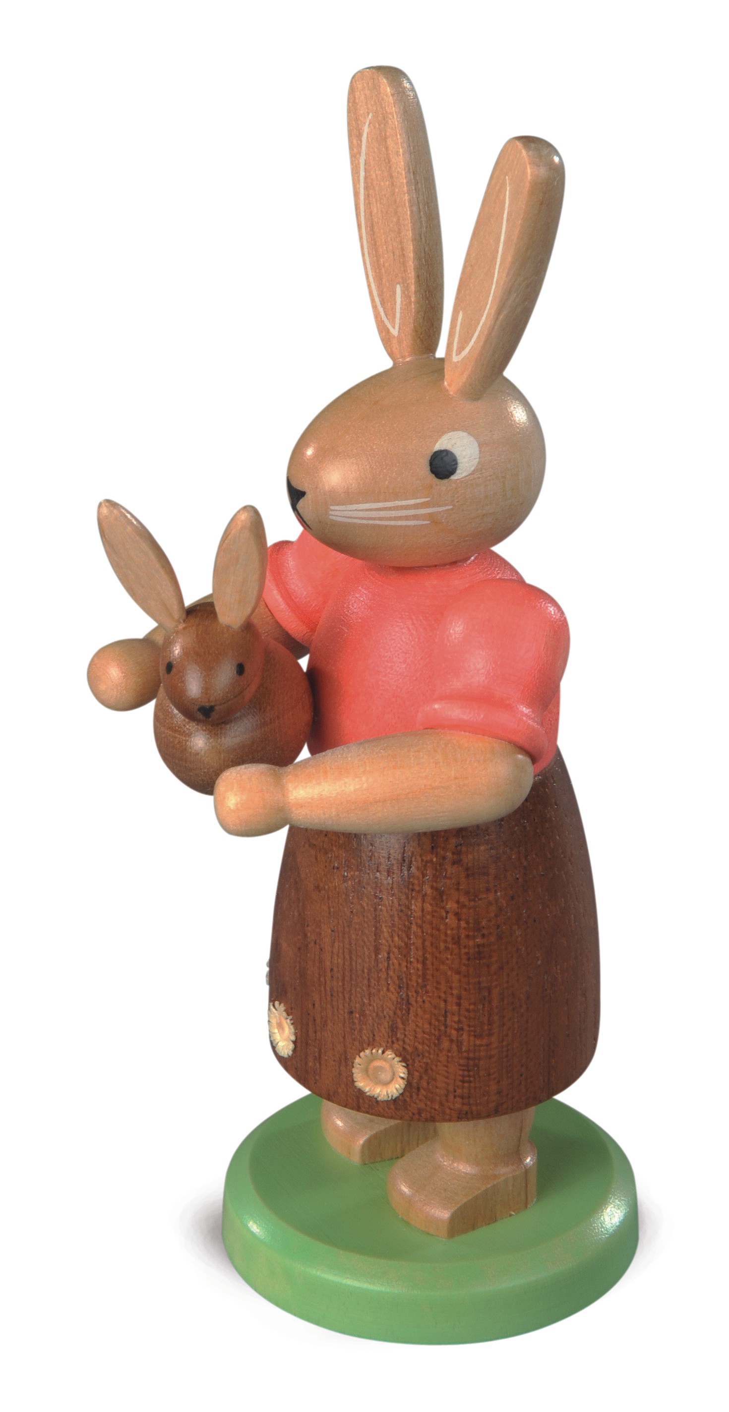 Hasenmutter mit Kind - farbig lasiert
