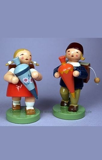 Schulkind Wendt & Kühn - Mädchen mit Zöpfen und Zuckertüte