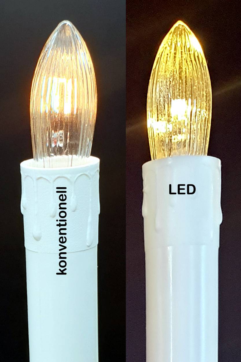 LED-Diodenkerze - Riffelkerze - warmweiß - 55 Volt = 5 Brennstellen