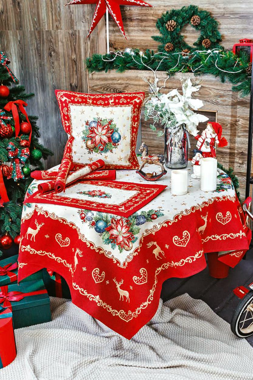 Tischdecke mit Gold-Lurex Design: New Year's Fantasy  - 137x240 cm