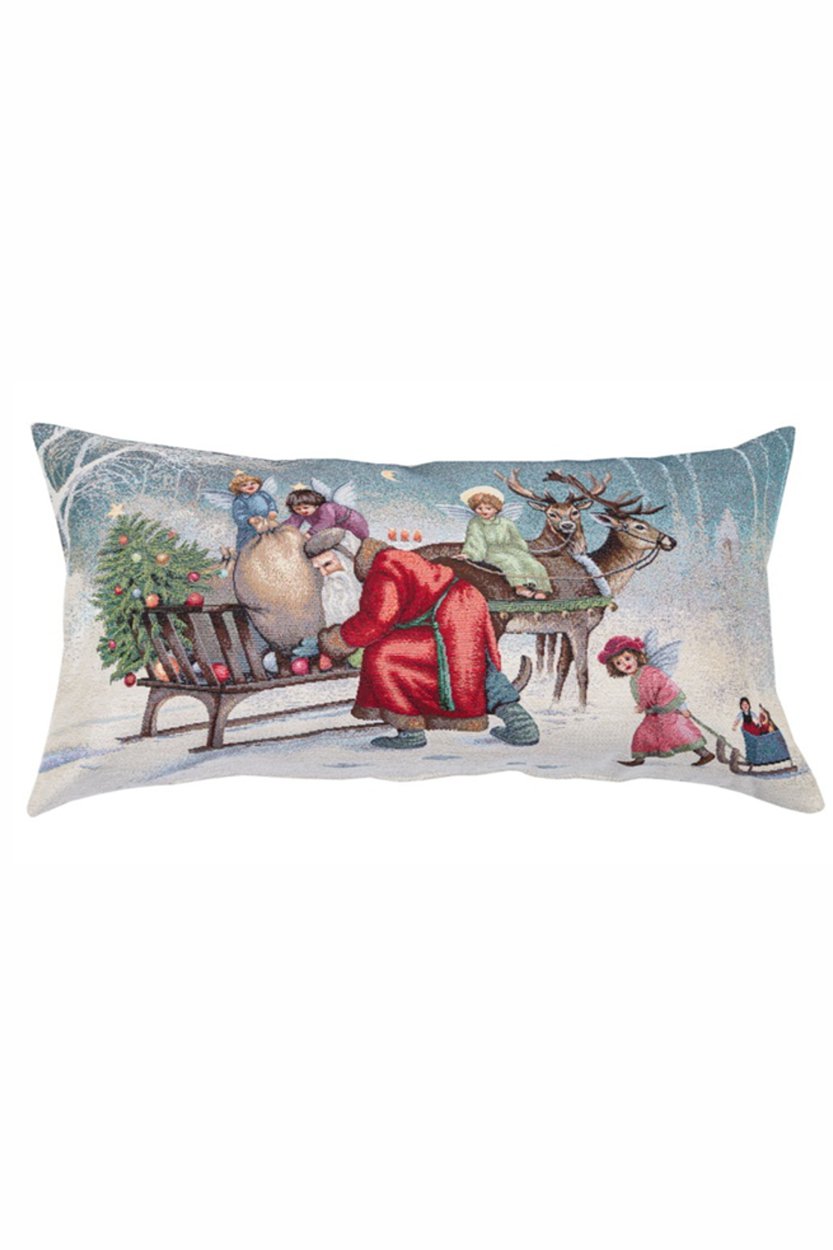 Kissenhülle - einseitiges Design: Weihnachtsmann mit Schlitten - 40x70 cm