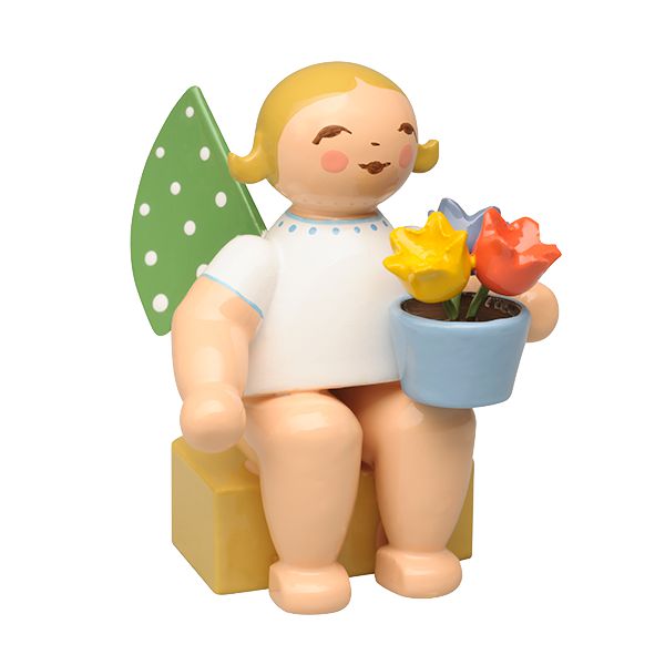 Kalenderfigur 2027 - Engel mit Blumentopf