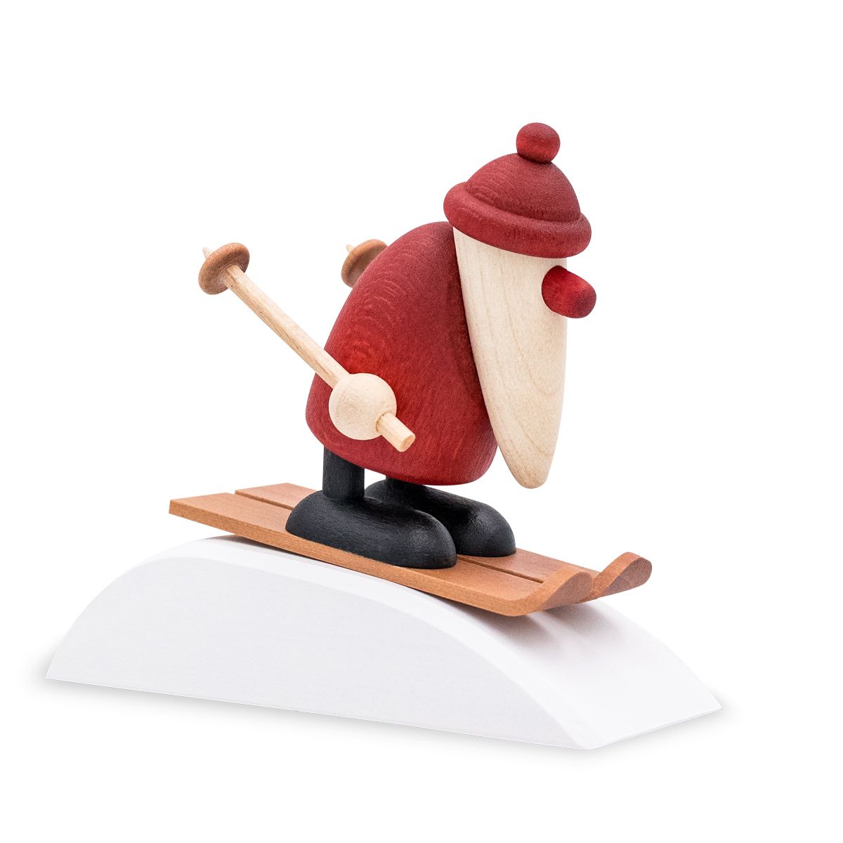Set 8 - Weihnachtsmann auf Ski mit Hügel - 4 cm