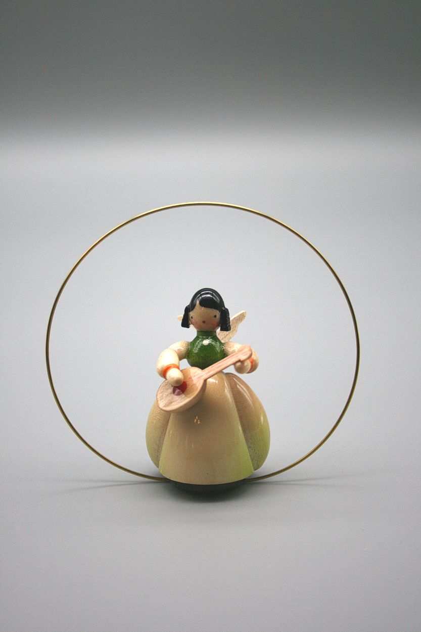 Engel mit Mandoline im Ring 7 cm - Schaarschmidt