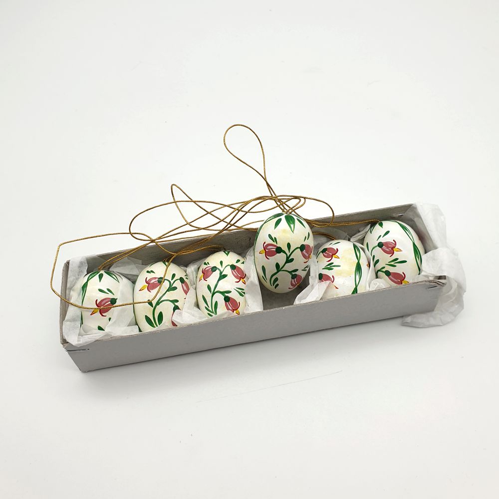 6er Set Ostereier - handgemaltes Blumenmotiv
