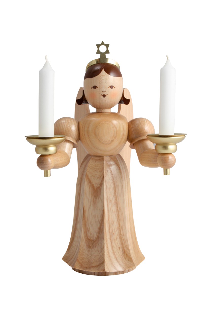 Langrockengel mittelgroß - natur Kerzenhalter 20 cm - ELM 024