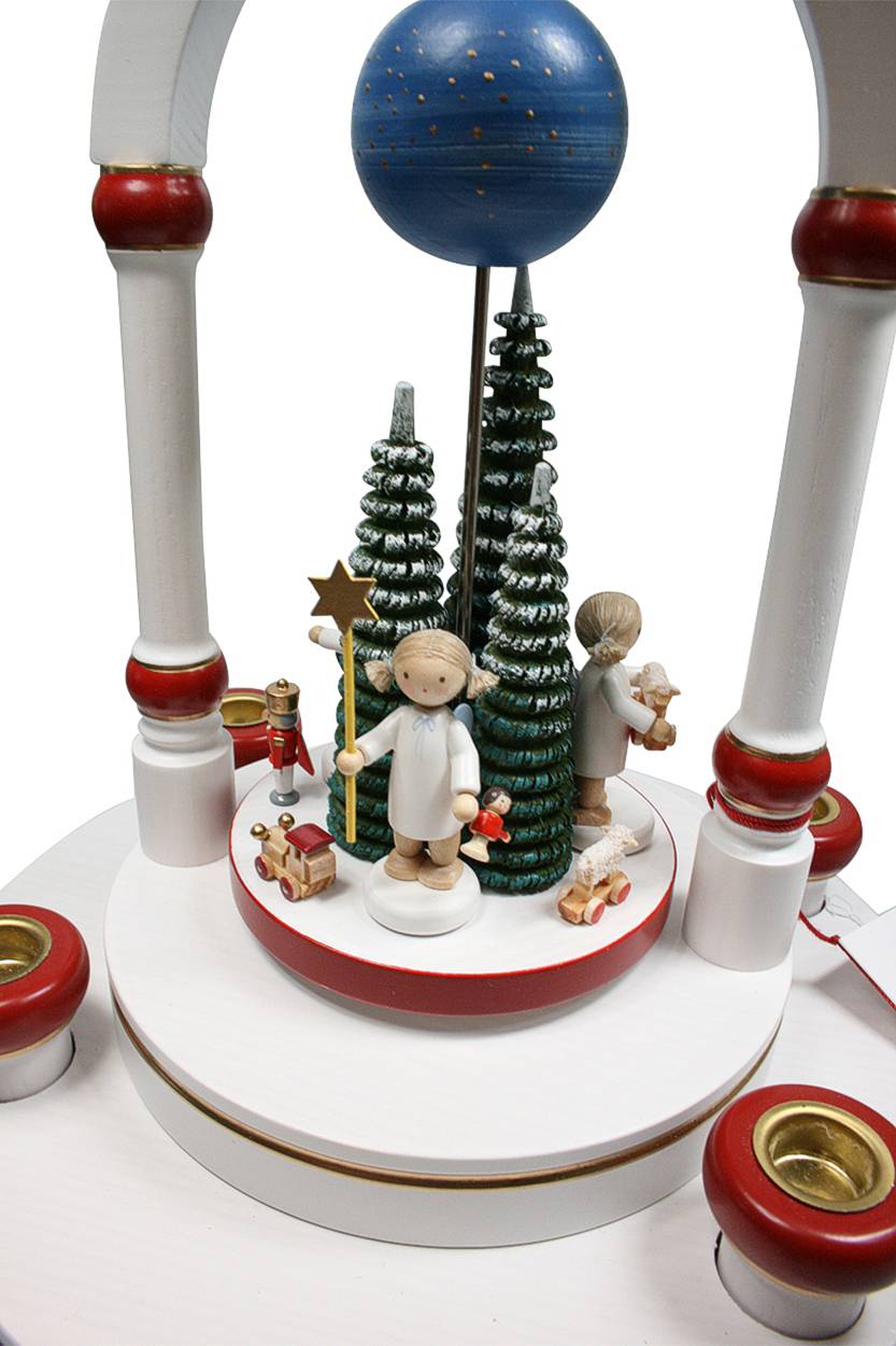 Pyramide, weiß/ rot mit Engeln - 7250.2